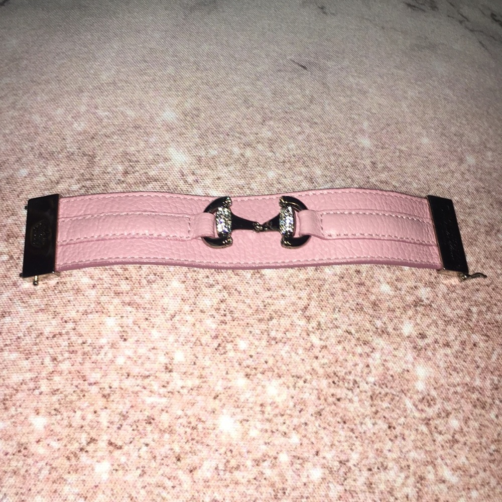 Pink leather bracelet